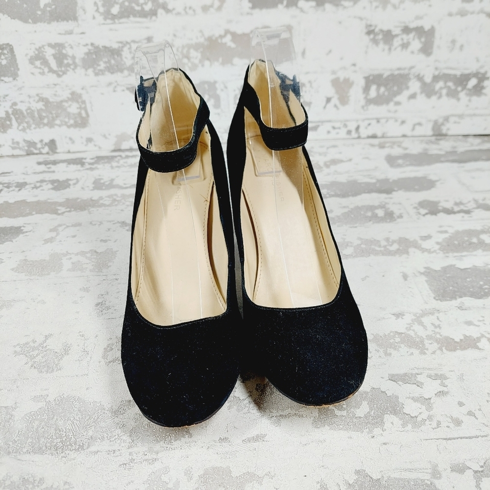 Marc Fisher Ion Black Suede Ankle Strap Pumps F578 - Picture 3 of 13